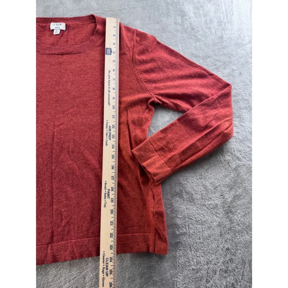 J‎ Crew Teddie Womens Crewneck Sweater Size Large Red Merino Preppy Classic